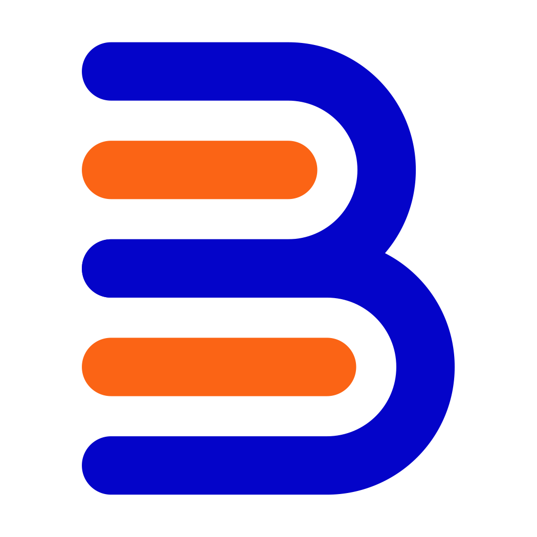 Bylyngo's vibrant 'B' logo in blue and orange, symbolizing dynamic and reliable interpreting services.