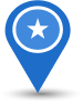 Blue location pin icon with a white star, representing Bylyngo's Somali interpreting and translation service availability.