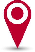 Red location pin icon, symbolizing Bylyngo's targeted on-site interpreting services available in specific regions