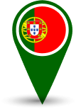 Portuguese flag inside a location pin icon, symbolizing Portuguese language services available at Bylyngo.